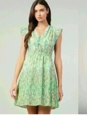 Anthropologie Current Air Floral Garden Sage Mix Print Pleated Size Small NWT